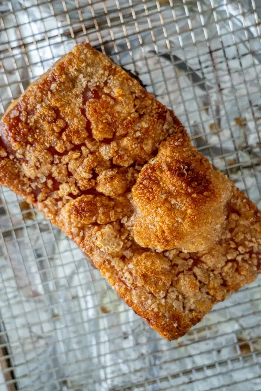 Crispy Pork Belly Crackling on Wire Rack
